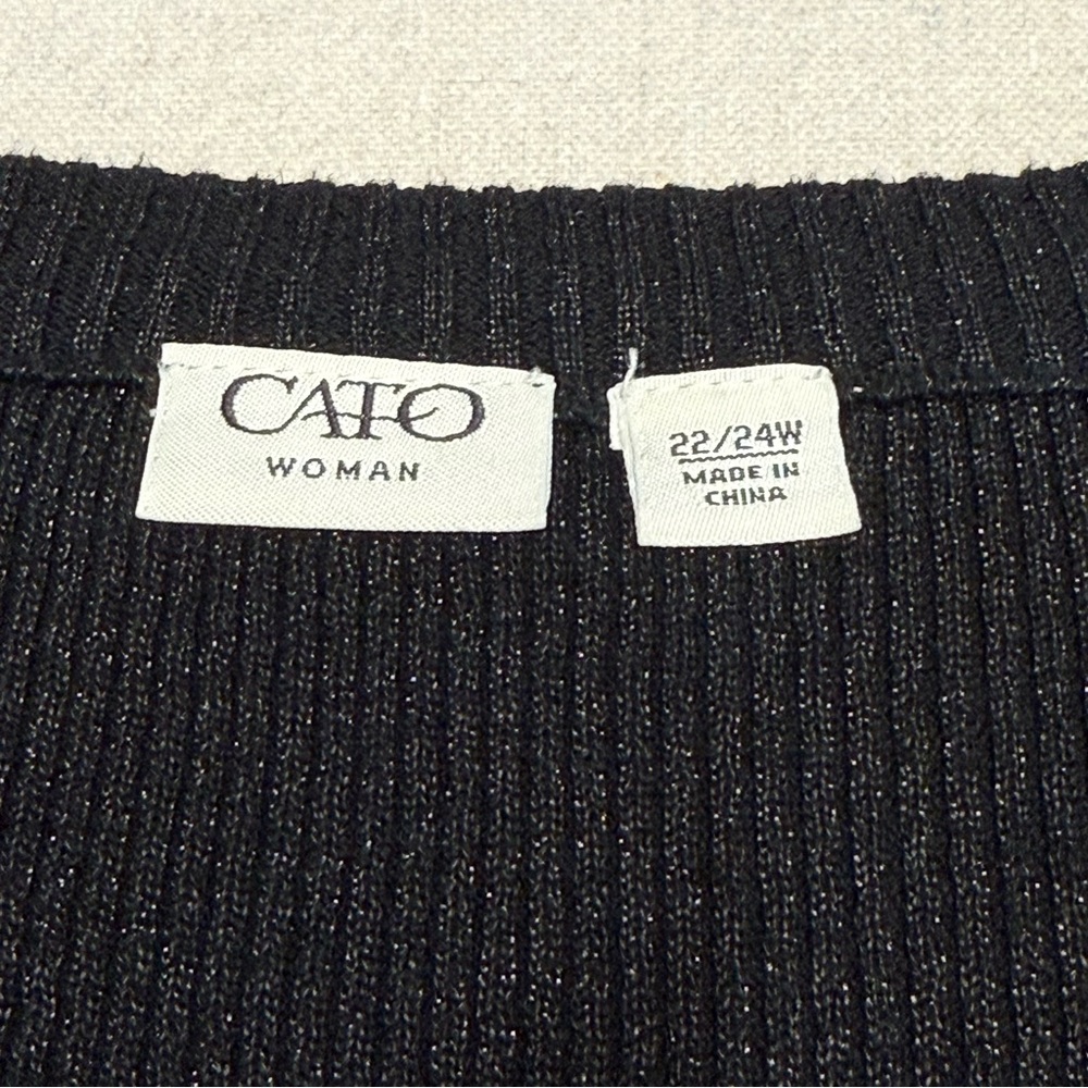 Cato Woman Black Ribbed Sweater - Size 22/24W - Picture 6 of 16